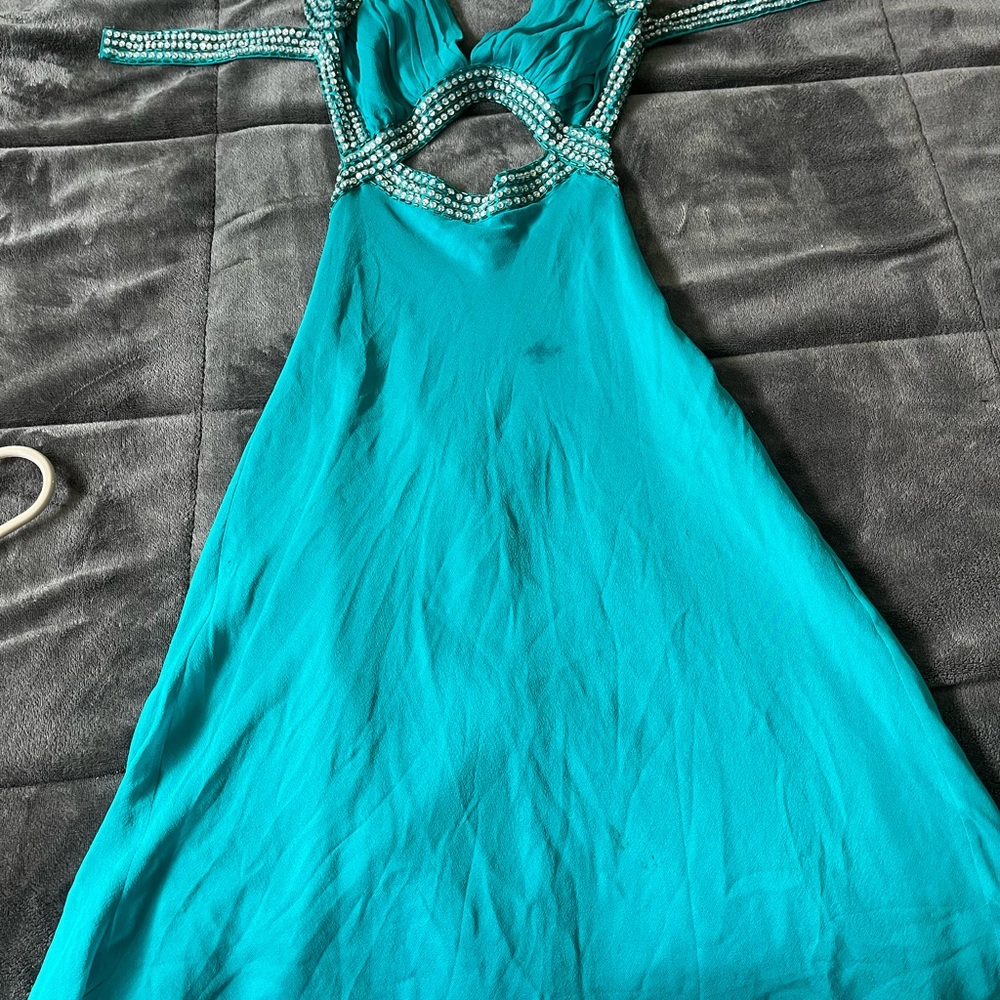 Marciano teal beaded cocktail dress size small.